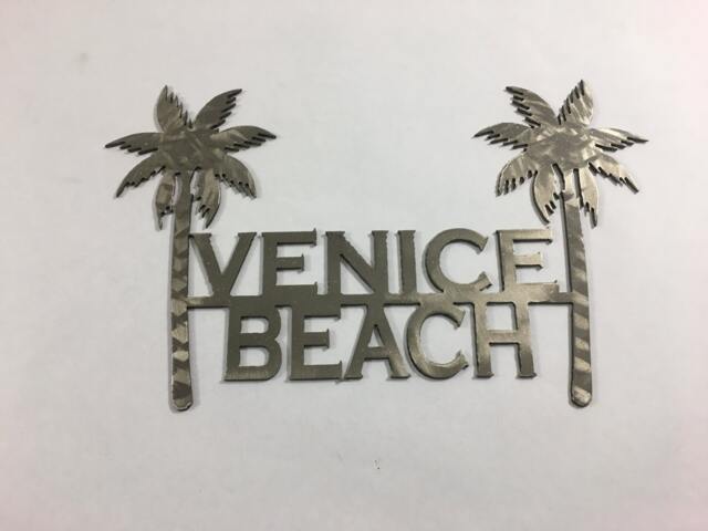Venice Beach Palm Tree Metal Wall Art 14Ga Steel Sign - image 1