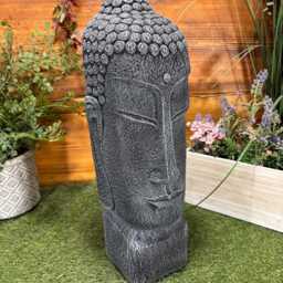 Stone Garden Highlighted Medium Buddha Head Statue Detailed Ornament Gift - thumbnail 4