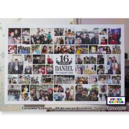 Happy 16Th Birthday Daughter Son Grandson Granddaughter Custom Party Picture Photo Collage Board Framed Canvas Print Gift - thumbnail 1