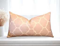 Moroccan Ikat Lumbar Decorative Pillow Cover Grey Cream Geometric Cushion, 12x20 Cotton