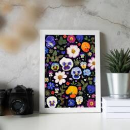 Pressed Flower Art Print -A5 Small - Poster Botanical Decor Wall Hanging Office Bedroom - thumbnail 2