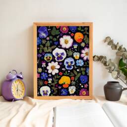 Pressed Flower Art Print -A5 Small - Poster Botanical Decor Wall Hanging Office Bedroom - thumbnail 1