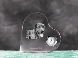 Catahoula Cur - Crystal Clock in The Shape Of A Heart With Image Pure-Bred Dog - thumbnail 1