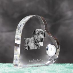 Catahoula Cur - Crystal Clock in The Shape Of A Heart With Image Pure-Bred Dog - thumbnail 3