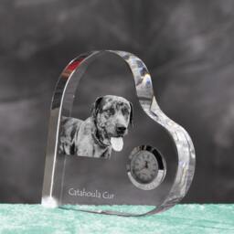 Catahoula Cur - Crystal Clock in The Shape Of A Heart With Image Pure-Bred Dog - thumbnail 2