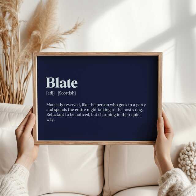 Blate Scottish Definition Print - Funny Slang Wall Art Unique Gift For Scots Bashful Decor Humour Poster - image 1
