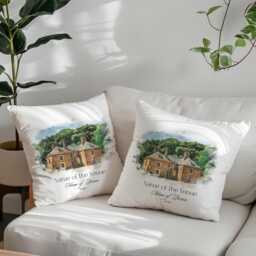 Personalized Cushion Set Of 2 - Wedding Venue Illustration Gift For Bride & Groom
