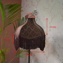 Handmade Brown Scalloped Lampshade With Fringe Retro Silk Shade - Etsy - thumbnail 2