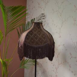 Handmade Brown Scalloped Lampshade With Fringe Retro Silk Shade - Etsy - thumbnail 3