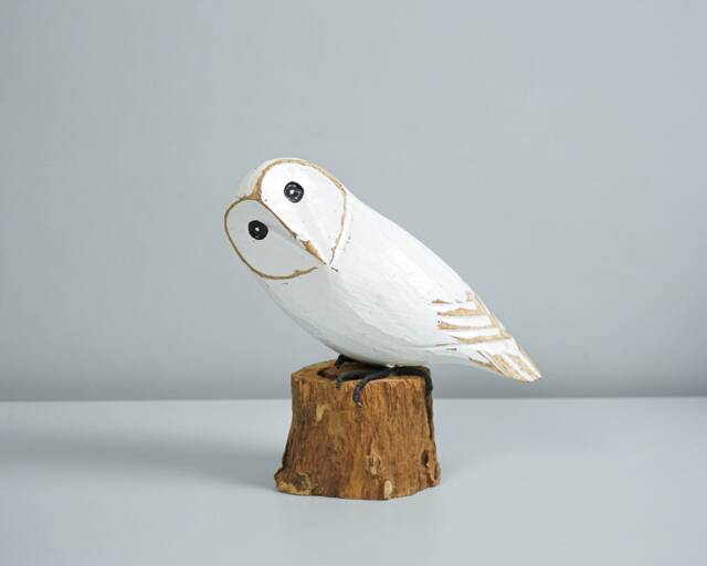 Snow Owl Art, Hand Carved Statue, Wooden Bird, Art Sculpture, Painted Room Decoration, Handmade Decor, Gift For Him, Birthday - image 1