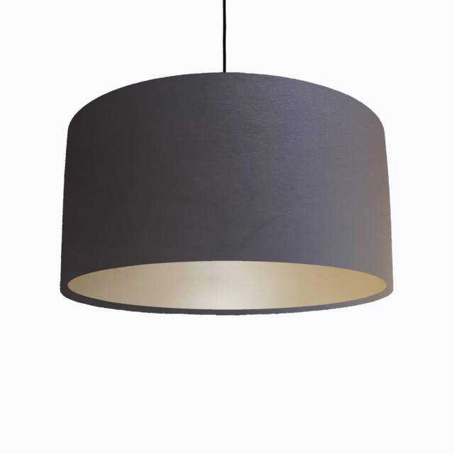 Dark Grey Lampshade in Velvet With Champagne Lining - image 1