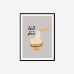 In The Mood For Noods Print - Kitchen Print, Noodles Food Wall Art, Decor, Minimalist Retro Chopstix - thumbnail 3