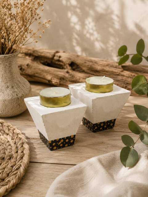 Concrete Candle Holders For Outdoor Decor, Gift Idea, Contemporary Centerpiece, Modern Candle, Home Gift Idea - image 1