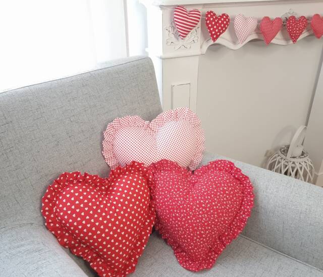 Red Heart Pillow Valentines Decor, Throw Mothers Day Gifts Great Grandma Gift Accent - image 1