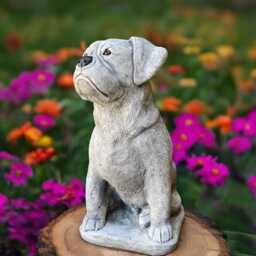 Concrete Bulldog Statue Sitting Boxer Dog Figurine Rottweiler Cement Sculpture Realistic Stone Pet Memorial Garden Yard Art Dog Lover Gift - thumbnail 2