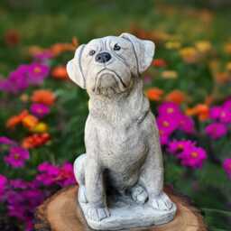Concrete Bulldog Statue Sitting Boxer Dog Figurine Rottweiler Cement Sculpture Realistic Stone Pet Memorial Garden Yard Art Dog Lover Gift - thumbnail 1