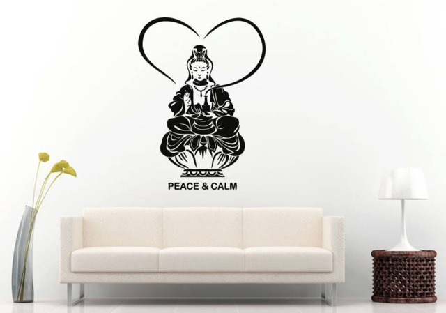 Peace Calm Buddha Love Heart God Religion Arabic Mandala Henna Mehndi Namaste Om Meditation Wall Sticker Decal Vinyl Mural Decor Art L2220 - image 1