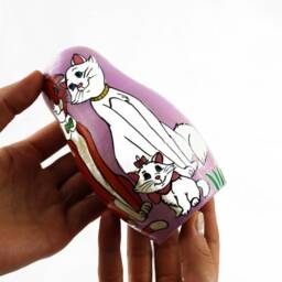 Handmade Cartoon Cats Nesting Dolls Wooden Stacking Toy, Kids Decor - thumbnail 4