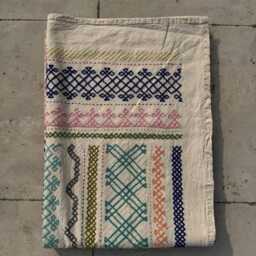 Bohemian Cotton Suzani Quilt - Hand-stitched Artisan Textile, Colorful Reversible Bed Or Sofa Throw - thumbnail 4