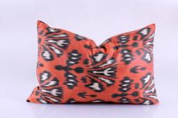 Ikat Silk Velvet Pillow 16x24 - Handmade Boho Cushion Cover Turkish Home Decor Accent