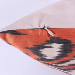 Ikat Silk Velvet Pillow 16x24 - Handmade Boho Cushion Cover Turkish Home Decor Accent - thumbnail 3