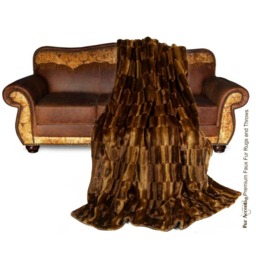 Plush Faux Fur Throw Blanket, Brown Beaver, Minky Lining, Usa Handmade
