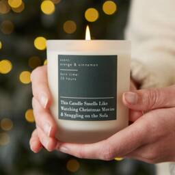 Christmas Movie Decoration, Cosy Winter Gift, Personalised Scented Candle - thumbnail 1