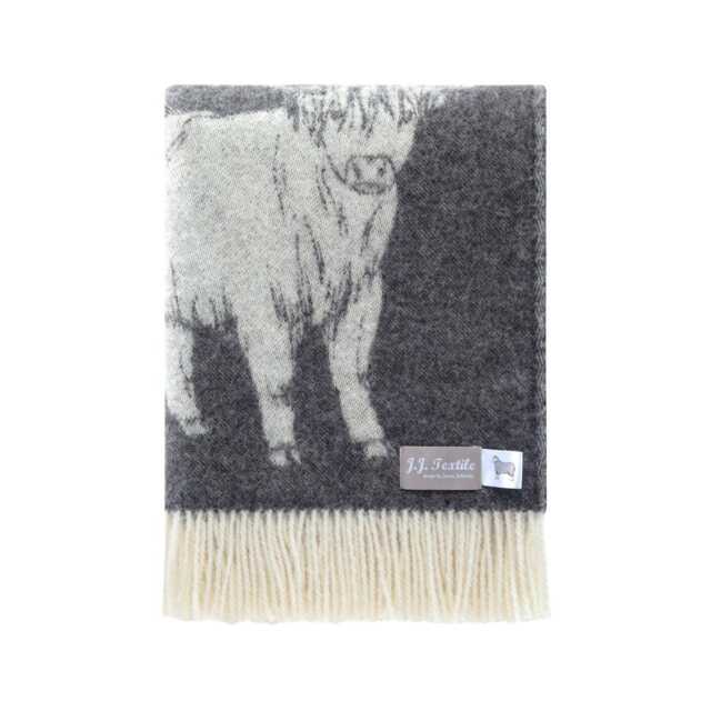 Soft Black Highland Cow Wool Throw - Woven From Pure Cosy Blanket - image 1