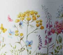White Ceramic Pot With Butterfly Wildflower Design - 12cm - thumbnail 2