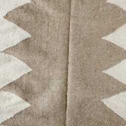 Handwoven Beige Zigzag Moroccan Rug - 3.3x7.2 Ft Berber Wool - thumbnail 4