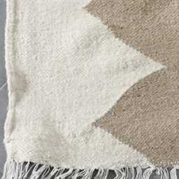 Handwoven Beige Zigzag Moroccan Rug - 3.3x7.2 Ft Berber Wool - thumbnail 3