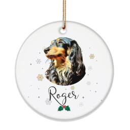 Personalised Pet Portrait Christmas Decoration - Dog Cat Custom Xmas Ceramic Disc Keepsake Two Sided Print Option - thumbnail 4