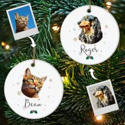 Personalised Pet Portrait Christmas Decoration - Dog Cat Custom Xmas Ceramic Disc Keepsake Two Sided Print Option - thumbnail 3