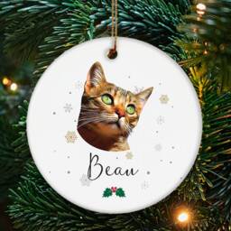 Personalised Pet Portrait Christmas Decoration - Dog Cat Custom Xmas Ceramic Disc Keepsake Two Sided Print Option - thumbnail 2