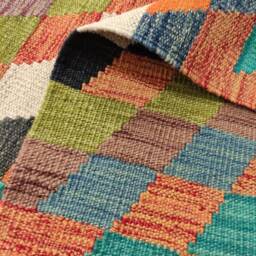 Afghan Runner Rug, Handmade Artisan Turkish Scandinavian Navajo Bohemian Flatweave Wool Multicolour Kilim Rug 307x85 cm - thumbnail 3