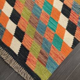 Afghan Runner Rug, Handmade Artisan Turkish Scandinavian Navajo Bohemian Flatweave Wool Multicolour Kilim Rug 307x85 cm - thumbnail 4
