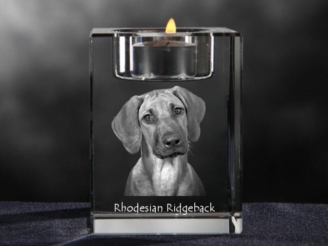 Rhodesian Ridgeback, Crystal Candlestick With Dog, Souvenir, Decoration, Limited Edition, Collection