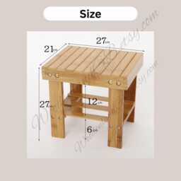 Bamboo Small Step Stool Non Slip Wooden For Kitchen, Bathroom & Home - thumbnail 4