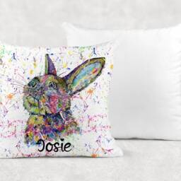 Personalised Watercolour Rainbow Rabbit Cushion, Cuddle Pillow, Birthday Gift - thumbnail 3