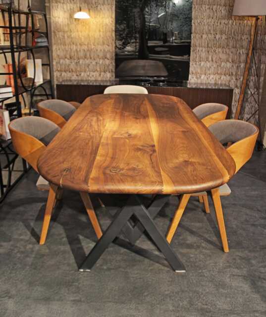 Oval Walnut Dining Table, Solid Wood Mid Century Kitchen Handmade Room Furniture - image 1