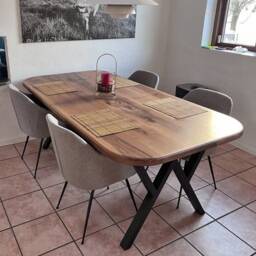 Mid Century Modern Dining Table - Handmade Solid Walnut Wood - thumbnail 4