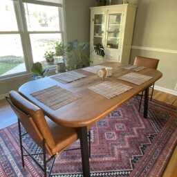 Oval Walnut Dining Table, Solid Wood Mid Century Kitchen Handmade Room Furniture - thumbnail 4