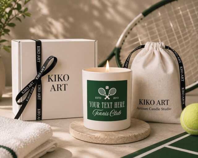 Tennis Lover Candle Gift - Personalised Club Luxury Soy Wax Sports For Fan Custom Label UK - image 1