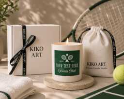 Tennis Lover Candle Gift - Personalised Club Luxury Soy Wax Sports For Fan Custom Label UK - thumbnail 1