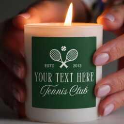 Tennis Lover Candle Gift - Personalised Club Luxury Soy Wax Sports For Fan Custom Label UK - thumbnail 2