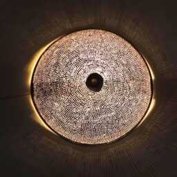 Moroccan Brass Ceiling Light, Handcrafted Patterns - 18 Inch Round - thumbnail 2