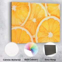 Watercolour Orange Citrus Slice Repeat Pattern Canvas Wall Art Print Decor Picture Ready To Hang - thumbnail 2
