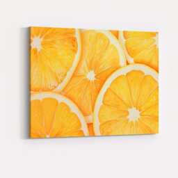 Watercolour Orange Citrus Slice Repeat Pattern Canvas Wall Art Print Decor Picture Ready To Hang - thumbnail 4