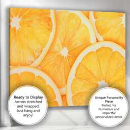 Watercolour Orange Citrus Slice Repeat Pattern Canvas Wall Art Print Decor Picture Ready To Hang - thumbnail 3
