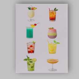 Colourful Summer Cocktail Drinks Collection Canvas Wall Art Print Decor Picture Ready To Hang - thumbnail 1
